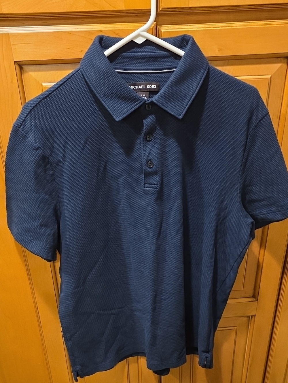 Michael Kors Men's Navy Textured Polo Shirt